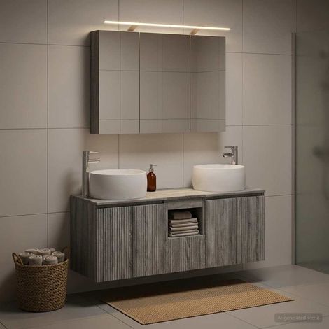 vidaXL Bathroom Cabinet Set 4 pcs Grey Sonoma Engineered Wood (1/5)