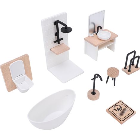 Ensemble de Meubles de Salle de Bain Miniatures pour Maison de Poupée, échelle 1:12, Mini Salle de Douche Réaliste, Lavabo, Baignoire pour Les Amateurs de Maison de Poupée (1/5)