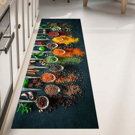 Tapis De Cuisine - Polyester Et Eponge - Antidérapant Lavable En Machine - Pour Evier Cuisine Salle De Bain Entrée - 1 Pièce (1/4)