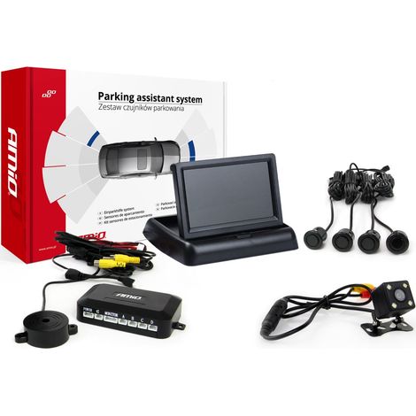 Kit di sensori di parcheggio TFT02 da 4,3" con telecamera HD-315-LED, 4 sensori, nero "oro" (1/5)