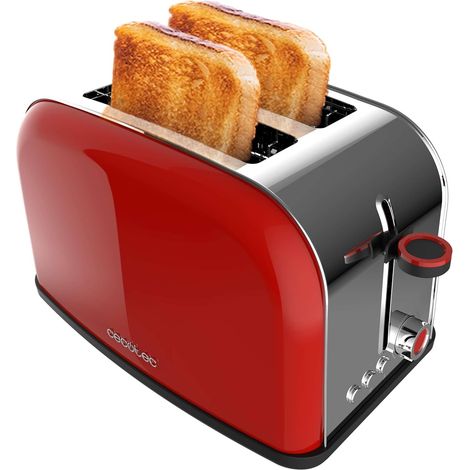 Grille-pain Inox Rouge 2 Tranches 850W (1/2)