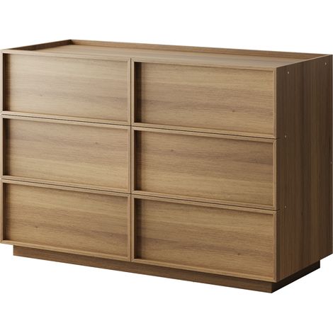 Commode moderne en bois avec 6 tiroirs 115x48x78 cm couleur chêne (1/5)