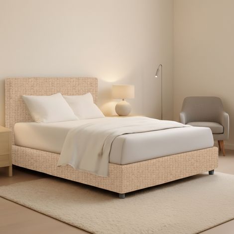 Letto Matrimoniale Widnes, Sfoderabile, Contenitore Made in Italy, Beige (1/5)