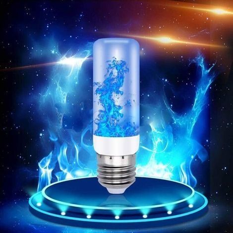 Lot de 4 ampoules flamme 3 W E27 effet feu vacillant, avec 4 modes d'clairage, IP42,tanche, pour Nol, htel, bar, dcoration de festival, bleu (1/5)