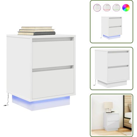 Table de chevet avec lumières LED blanc 38x34x50 cm - Table De Chevet - Tables De Chevet - Table De Nuit - Armoire De Lit (1/5)
