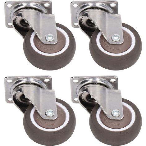 Set mit 4 verstärkten Flachrollen aus weichem Gummi, verchromt, stoßfest, 5 cm, für Möbel (1/5)