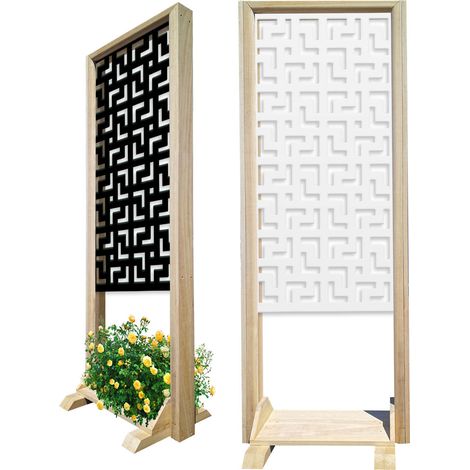 LABYRINTH L - Paravent modulable - 70x190 cm - en bois et PVC - Couleur : noir