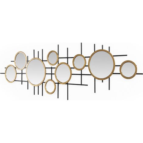 Sculpture murale miroir métal noir et doré - noir et doré (1/3)