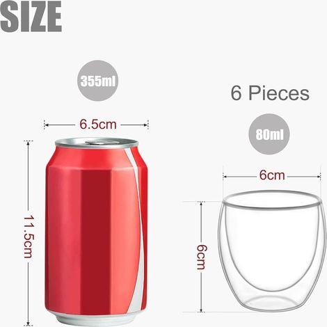 6 Verres à Double Paroi en Verre Transparent 80 ml (1/4)