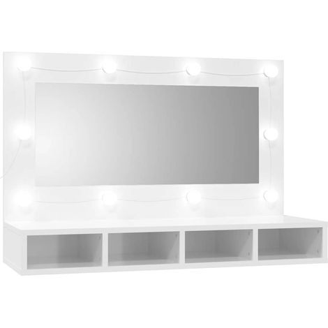 Armoire à miroir avec LED Blanc brillant 90x31,5x62 cm