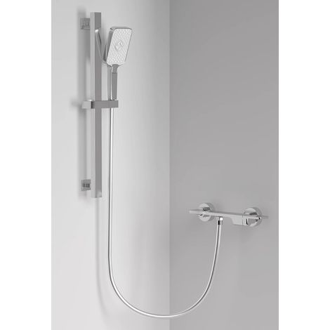 Pommeau de douche, douche à effet pluie à main, douche à main combinée à 3 réglages avec support de douche et flexible - douchette à main à trois vitesses avec ensemble de douche à tige de levage (1/4)