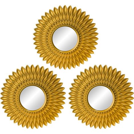 Miroir Murale - Lot de 3 Miroirs Ronds en PVC - Décoration Intérieure pour Chambre Salle de Bain Salon - 25 x 25 cm - Cadre Blanc (1/5)