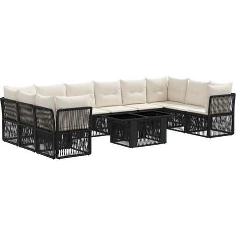 Conjunto de sofás de jardín 11 uds. Negro ratán sintético vidaXL (1/5)