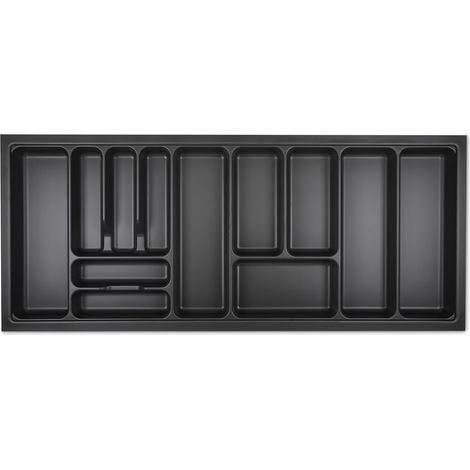 ORGA-BOX VIII Besteckeinsatz Besteckkasten 1111 x 480 mm Lavagrau mit Perlstruktur für 120er Schränke in Häcker Küchen