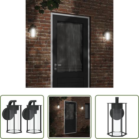 Éclairage extérieur - Appliques murales d'extérieur 2 pcs noir acier inoxydable (1/5)