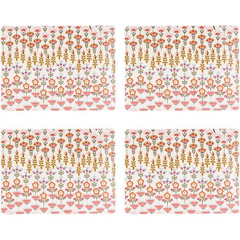 Cath Kidston Painted Table Set Of 4 Cork Backed Rectangular Placemats
