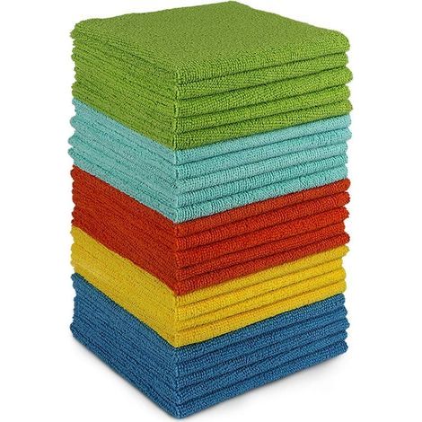 Pack of 24 Microfiber Cloths, 30x30cm, Absorbent, Lint-Free, for Home, Kitchen, Car (1/5)