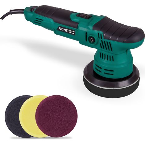 Vonroc – Polisseuse excentrique 650W – Plateau de support 125mm – Démarrage en douceur – Puissance constante – Pour polissage voiture et bateau