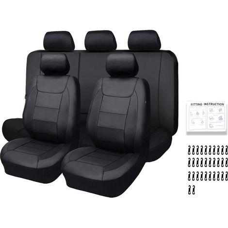 Housses siège voiture universelles, protections cuir PU, toutes saisons 5 sièges (1/5)