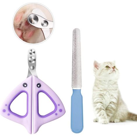 Coupe-ongles pour chats, coupe-ongles professionnels pour chats, coupe-ongles sûrs et confortables en acier inoxydable, coupe-ongles pour lapins avec lime pour chatons