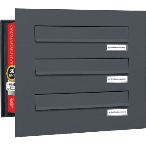 3er Briefkastenanlage für Mauerdurchwurf RAL 7016 Anthrazit (1/5)