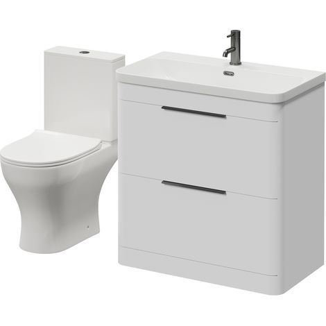Oslo Gloss White 1350mm Vanity and Jubilee Toilet Suite with Fina Basin - 1350mm - Gunmetal Grey 300mm Finger Pull