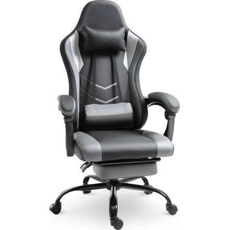 fauteuil gaming ergonomique - Réglable en hauteur - Dossier inclinable jusqu'à 160° - Repose-pieds rétractable (1/5)