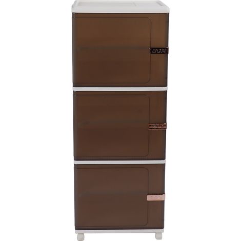 Grand coffre de rangement pliable, capacité XL, mobile, anti-poussière, empilable, organiseur d'armoire avec roulettes universelles et porte magnétique, 3 niveaux, 40 x 33,5 x 104 cm (1/5)