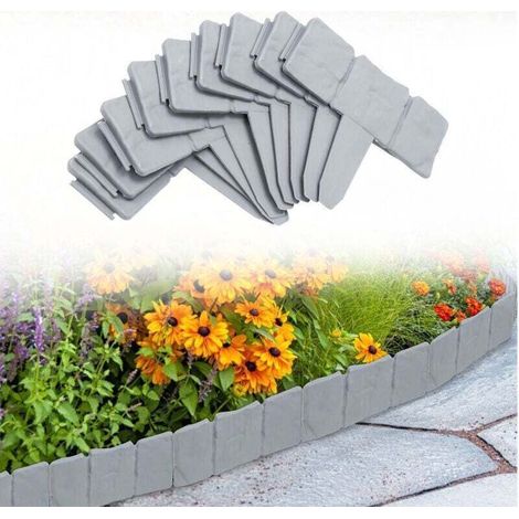Bordura da giardino effetto pietra grigia - Confezione da 30 pezzi (1/4)