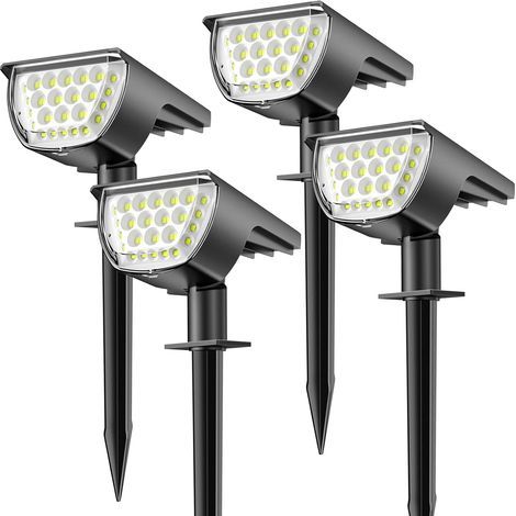 Jeu de quatre lampes solaires puissantes pour l\'extérieur IP65, lampes solaires étanches pour l\'extérieur, lampes solaires de jardin, éclairage solaire d\'extérieur pour la décoration du jardin (bla (1/5)