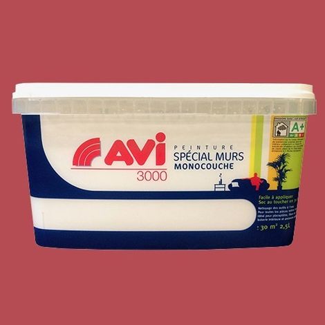 Peinture Spécial Murs Satin AVI Rouge pivoine 2,5 L (1/2)