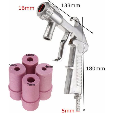 SBC 90-220-350 Druckluft-Sandstrahlpistole mit 4 Keramik-Aluminium-Düsen zum Reinigen und Entlacken