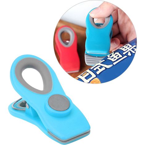 mini clip magnetiche portatili per sacchetti alimentari, contenitori per snack, accessori da cucina, blu (1/4)
