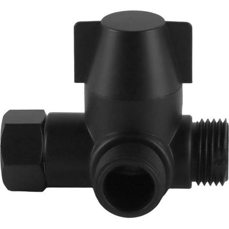 Válvula desviadora para cabezal de ducha con salida en T G1/2 y conector en T, para mangueras de ducha - Negro - Accesorios de baño - Desviador de grifo ahorrador de agua