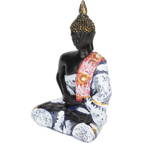 Statue de Bouddha Zen d'Asie du Sud-Est - Décoration pour festival et célébration - Artisanat en résine pour la maison (Bleu) (1/5)