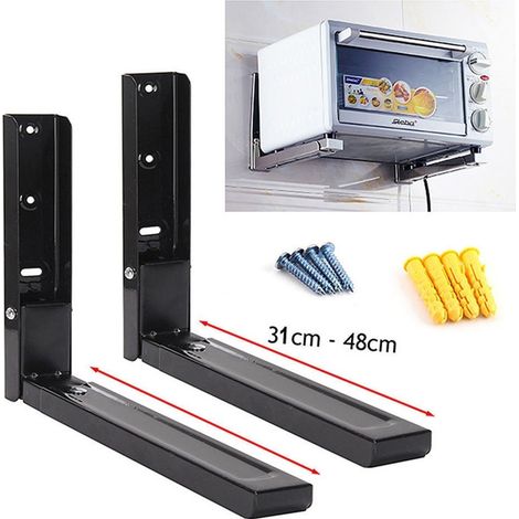 TRADE SHOP - Coppia Staffe A Parete Per Sospensione Forno A Microonde 2 X Supporti Nero -