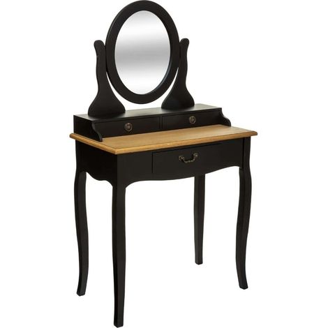 Coiffeuse / Table de maquillage coloris noir - Longueur 74 x Profondeur 40 x Hauteur 136 cm -PEGANE-