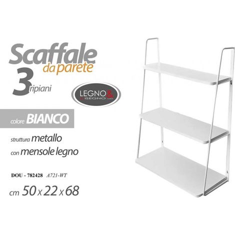 Weißes Wandregal im urbanen Industriestil 50 x 22 x 68 h