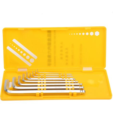 9 clés hexagonales en coffret, acier à outils poli miroir chromé nickel, jeu de clés Allen pour bricolage (1/5)