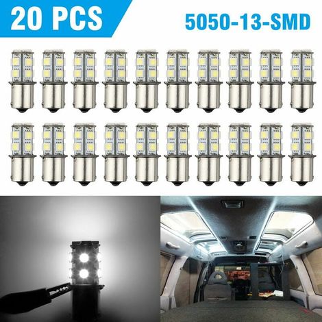 Ampoule Led 1156 - 13 Puce Smd 5050 - Blanc 6000 K - 12 V - Pour Feux De Direction Arrière Voiture Camion Caravane - Lot De 20 (1/5)