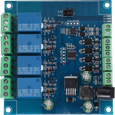 Module Relais 4 Canaux Commutateur Entrée Sortie Carte Contrôle Circuit Composant DC 7-24V (1/5)