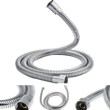 Universal shower hose (G1/2 inch,1.5M), anti-twist and anti-kink shower hose, stainless steel/chrom (1/4)
