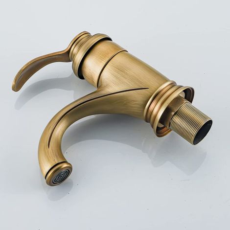 Mitigeur lavabo rétro laiton finition bronze brossé – Noyau céramique, tuyaux 3/8" inclus – Style vintage pour salle de bain