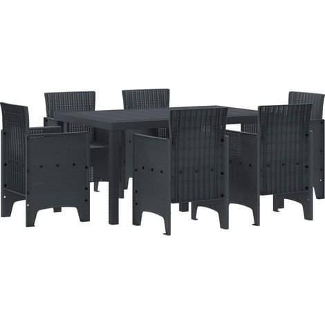 Garten Essgruppe 7 pcs Anthrazit Polt Rattan