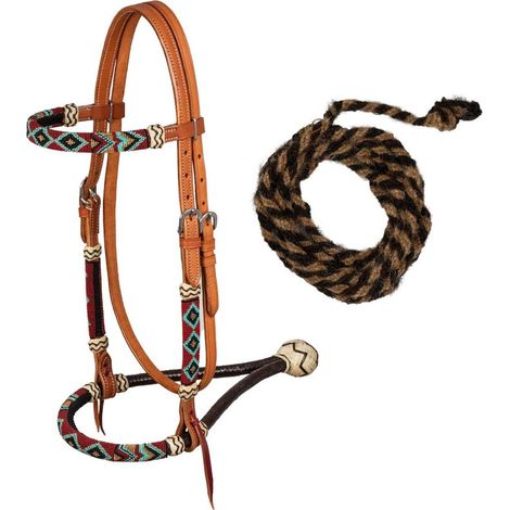 Bosal-Set Pool's mit Lederkopfteil und Rosshaar-Mekate-Zügeln (1/5)