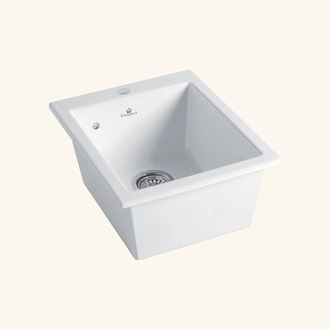 Évier céramique blanc FELIX 1 bac 410x505 mm (1/5)