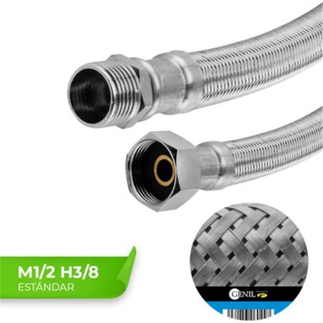 Tuyaux en acier inoxydable standard M1/2 H3/8 de 50 cm, lot de 10