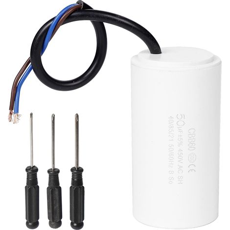 Capacteur Moteur Condensateur Démarrage Travailler Condensateurs en marche 50/60Hz câble Moteurs électriques Réfrigérateur Pompe à eau Porte automatique Compresseur d‘air (50uF 450V CBB60) (1/5)