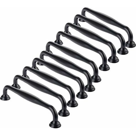 royaluxe -10 x poignées de porte 128 mm entraxe noir bâton armoires de cuisine tiroir chambre (1/5)