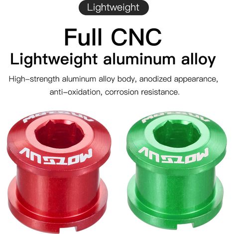 Jaune, 4,9 mm chacun Vis de fixation ultralégères en alliage d'aluminium coloré pour plateaux de vélo, mono/double plateau, clous de plateau en acier, pour plateaux simples et doubles. (1/4)